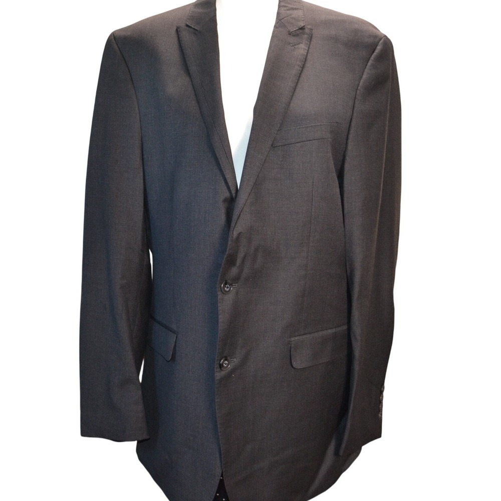 Calvin Klein Men Charcoal Gray Wool Two Button‎ Suit Blazer Jacket Size 44L
